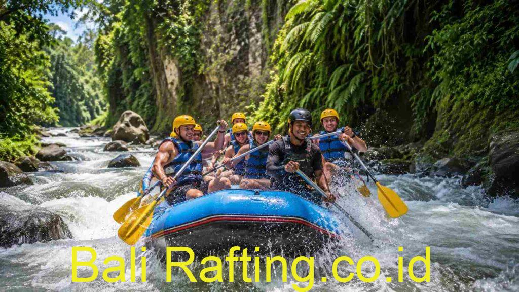 Wisatawan menikmati Ayung River Rafting di Ubud Bali